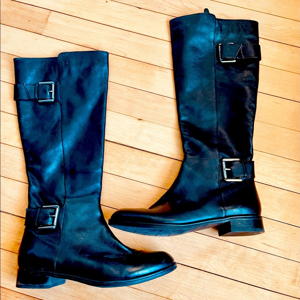 Via Spiga Black Knee-high Moto Boot